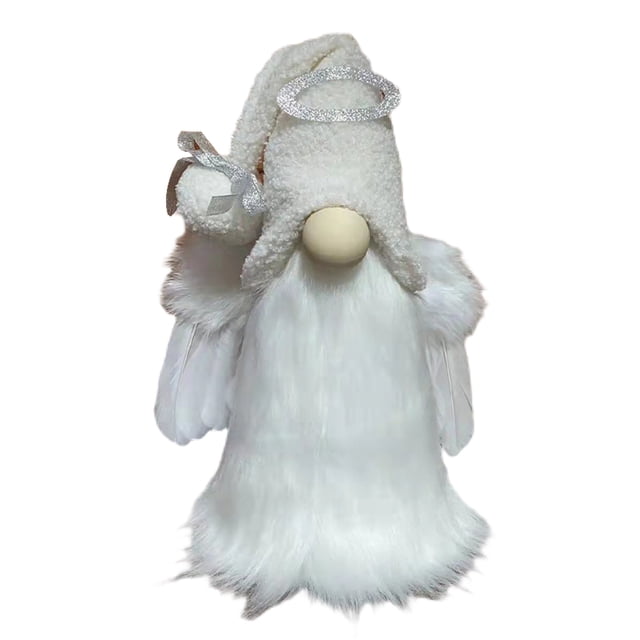 Decoraciones navideñas de gnomo de felpa, Ángel Blanco, decoración suave y bonita para el hogar para Navidad, vacaciones de Acción de Gracias