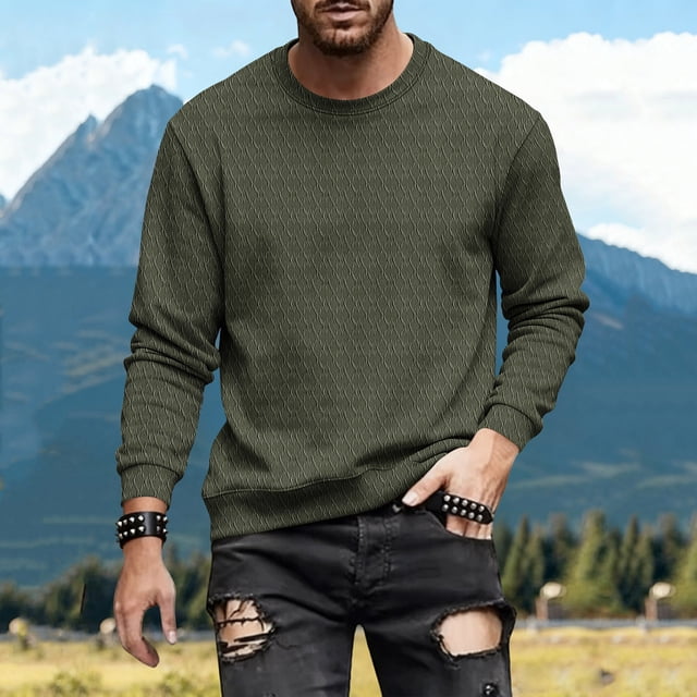 pstuiky Camisas suaves de manga larga para hombre, Sudadera deportiva informal de manga larga para hombre, color liso Tops de talla grande para hombre m