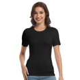thumbnail image 5 of Womens Scoop Neck T Shirts Basic Ribbed Tees Fitted Tshirt Plain Short Sleeve Tops Casual, 5 of 6