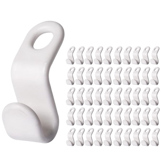 50 PCS Hanger Connector Hooks, Space Saving Hooks and Clips for Plastic Hangers (White)