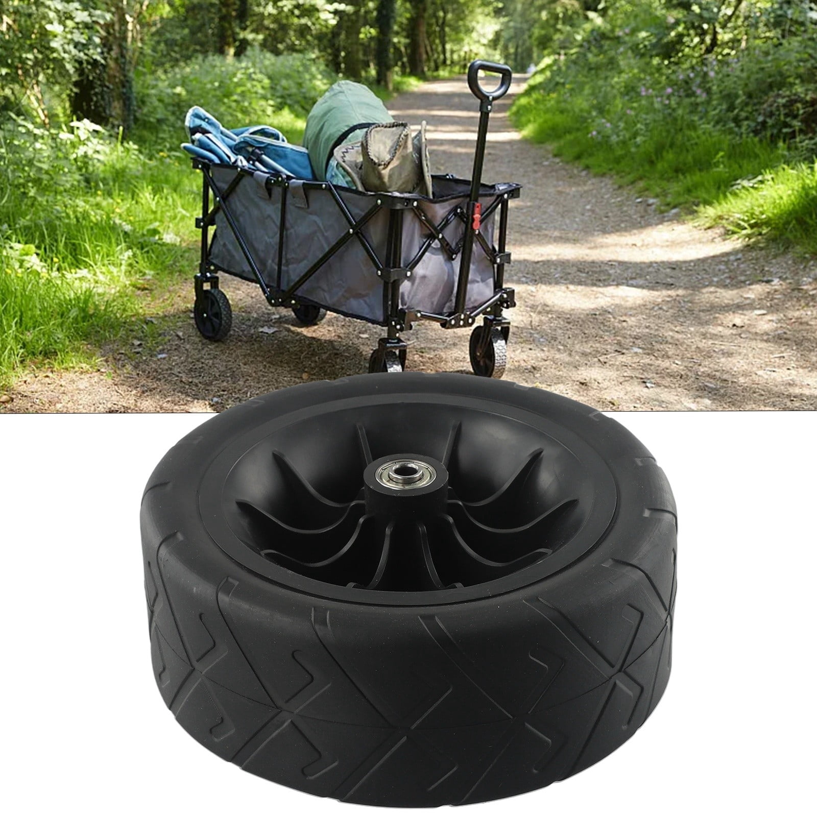 Roues de rechange de 17,8 cm de diamètre pour chariot utilitaire pliable, roues en polyuréthane pour chariots de jardin d'extérieur (1