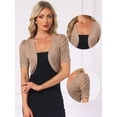 thumbnail image 2 of DARING DIVA Women's Open Front Short Sleeve Mesh Sheer Shrug XS Camel, 2 of 6