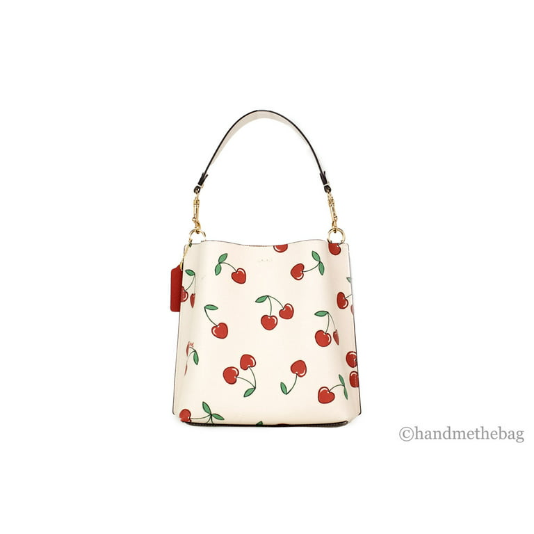 COACH Mollie Large Bucket Bag In Signature Canvas With Heart Cherry Print  NEW