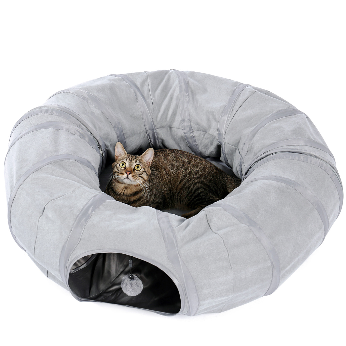 Pawz Road Cat Tunnel with Cushion, Gray Collapsible photo 2
