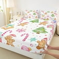 thumbnail image 3 of Manfei Merry Christmas Full Size Sheets,Cartoon Xmas Tree Bed Sheets,Sweet Candy Cane Sheet Sets For Teens,Super Cozy Room Decor,4-Piece, 3 of 7