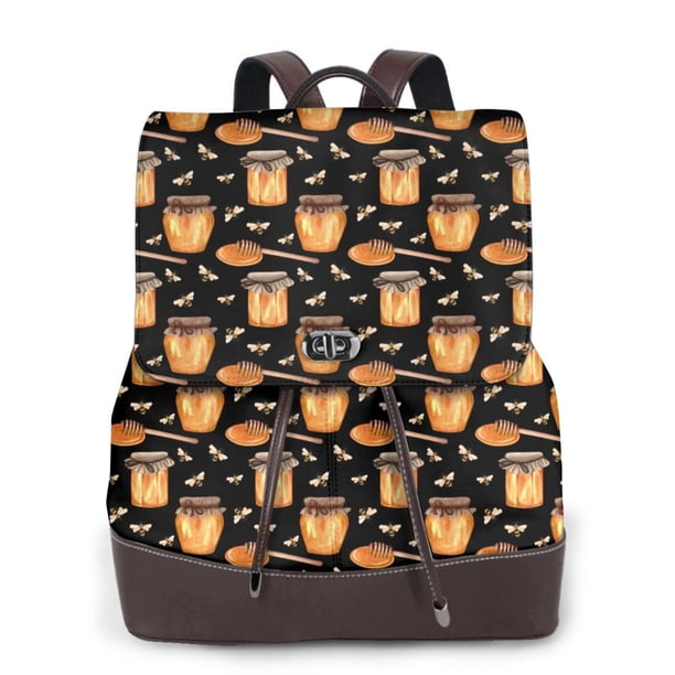 Fotbe Bee and Honey Mochila Bolso con Estampado para Mujer, Mochila Antirrobo de Nylon Impermeable, Bolsa Ligera de Hombro