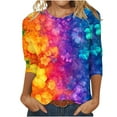 thumbnail image 2 of Teissuly Women's Fashion Printed T-shirt 3/4 Sleeves Blouse Round Neck Casual Tops, 2 of 5