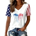 thumbnail image 2 of haizhen 250 Anniversary USA Shirt Women Dressy Casual Air Force Five-Pointed Star Heart Graphic Tees V Neck Patriotic Shirts for Women 4th of July Shirts July 4th Summer Tops White, M, 2 of 5