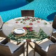thumbnail image 6 of Christmas Tree Round Tablecloth, Fitted Table Cover with Elastic for 36"-44" Round Tables, Grey Retro Winter Ball Berry Snowflakes Table Cloth Outdoor Indoor Dinning Party Waterproof Tablecloths, 6 of 7