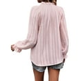thumbnail image 5 of LilyLLL Womens Vintage Buttons Flared Long Sleeve V Neck Loose Blouse Shirt Tops, 5 of 5