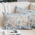 thumbnail image 2 of Blue Beige Coastal Throw Pillow Covers, Beach Starfish Summer Eucalyptus Vintage Soft Breathable Pillow Cases with Invisible Zipper, Small Pillowcases for Couch Bed Sofa Chair 16x24 Inches, 2 of 9
