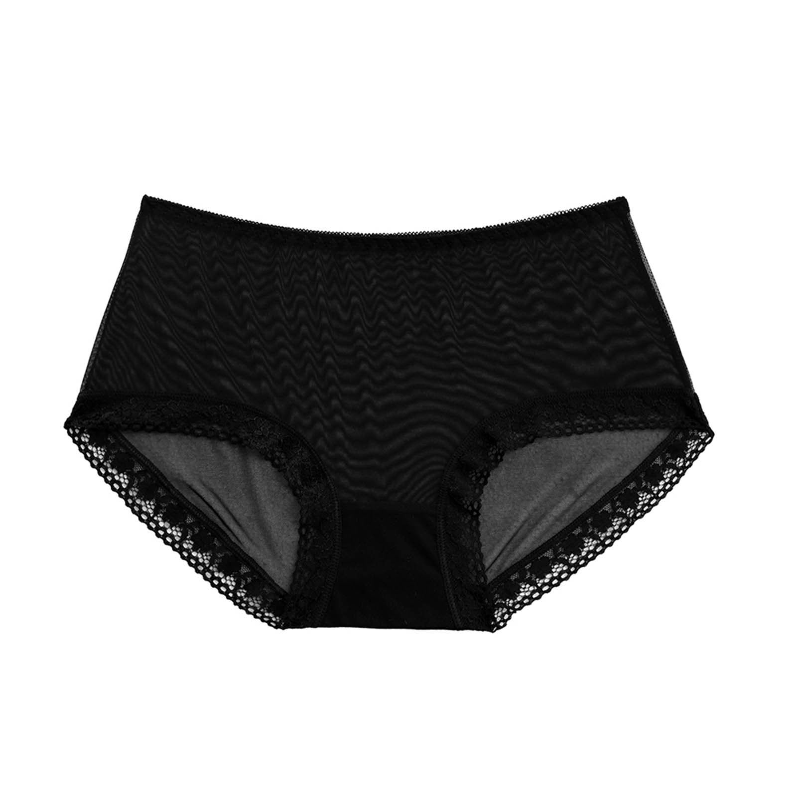 zuwimk Womens Panties ,Women's Blissful Benefits No Muffin Top Cotton  Stretch Lace Hipster Panties Black,XL