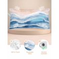 thumbnail image 2 of Blue Coastal Beach Pillow Cases Cal King Size, Smooth Satin Pillowcase for Hair and Skin, Modern Oil Painting Nautical Decorative Cooling Bed Pillow Covers with Zipper, 20x40 Inches, 2 of 5