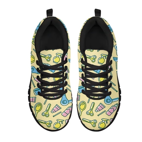 Psesaysky Yellow Printed Running Shoes for Women for Barbers Lightweight Breathable Walking Sneakers Anti-Slip Durable Tennis Shoes for Women