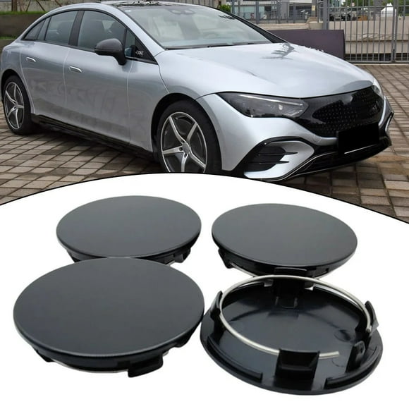 4 Pcs 70mm Auto Noir / Argent Embout Central de Moyeu de Roue Universel pour Jantes RM