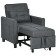 thumbnail image 2 of HOMCOM 3-in-1 Convertible Chair Bed, Multi-Functional Single Sofa Bed, Pull Out Sleeper Chair with Adjustable Backrest, Pillow, and Pockets, Gray, 2 of 9