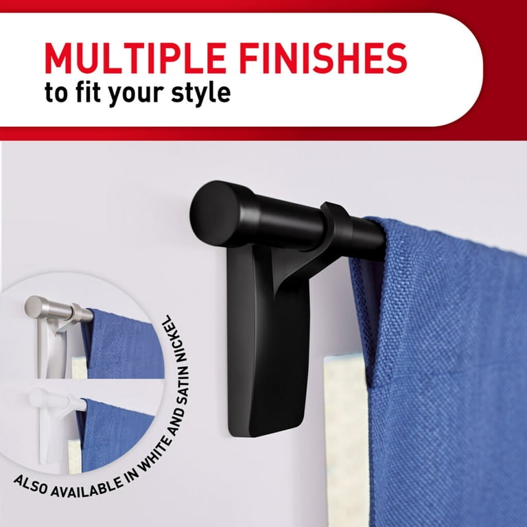 Command Matte Black Curtain Rod Hooks, 2-Pack photo 3