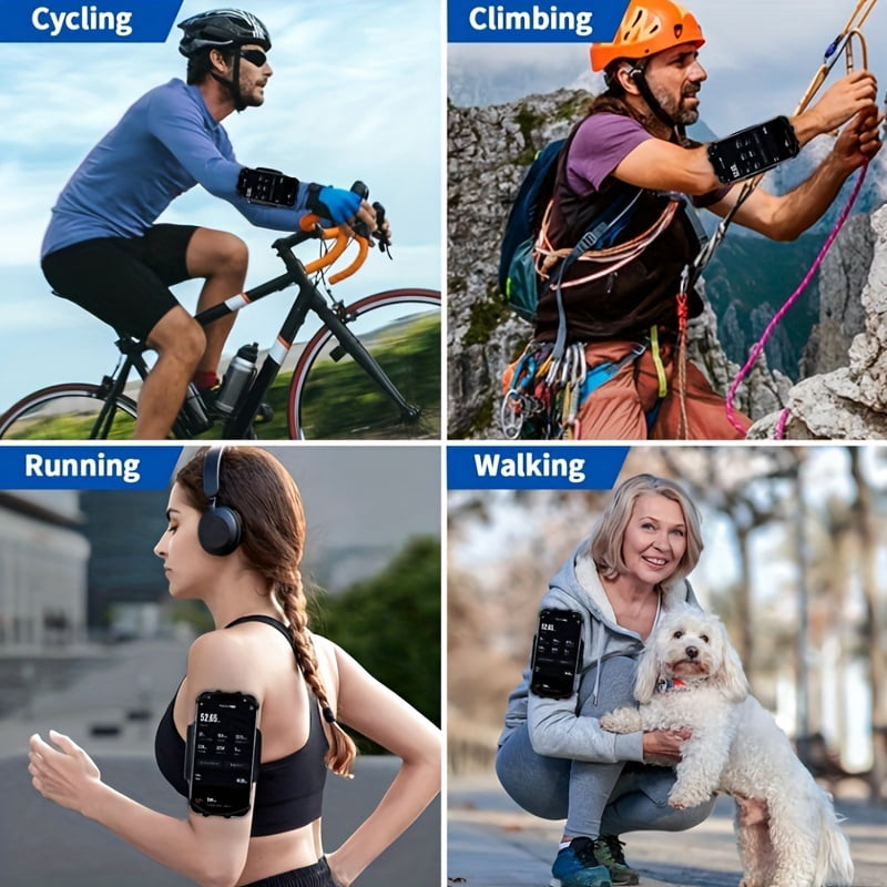 Wrist phone stand, removable, 360° rotation, suitable for iPhone 16/ 15/ 14/ 13/ 12/ Pro/ Pro Max/ XS/ XR/ X/ 8/ 7/ 6/, 4.7-6.5-inch smartphone, with key ring mobile arm strap, suitable for fitness