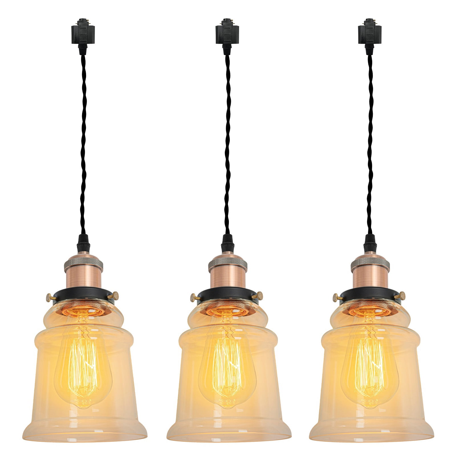 Kiven H Track Pendant Lightning, 3 Lights Modern H Track Lighting Glass