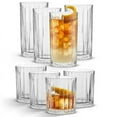 JoyJolt Alina Clear Ribbed Glass Drinking Glass Set, Highball Glasses