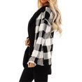 thumbnail image 3 of DailyTrove Women's Open-Front Black & White Plaid Cardigan, Cozy Outerwear for Year-Round Layering & Lounge Wear for women, 3 of 4
