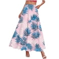 thumbnail image 4 of PNTUTB Summer Versatile Women's Half Skirt Fashionable Print Elastic Waist High-Waisted Casual Loose Comfort Lightweight Flowing A-Line Skirt with Two Pockets, 4 of 6