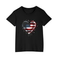 thumbnail image 4 of GERsome Girls 4th of July Patriotic Tops American Flag Graphic Tees Short Sleeve Crewneck T Shirts Loose Fit Summer USA Flag Stars Stripes Tops, 3-4 Years, 4 of 4