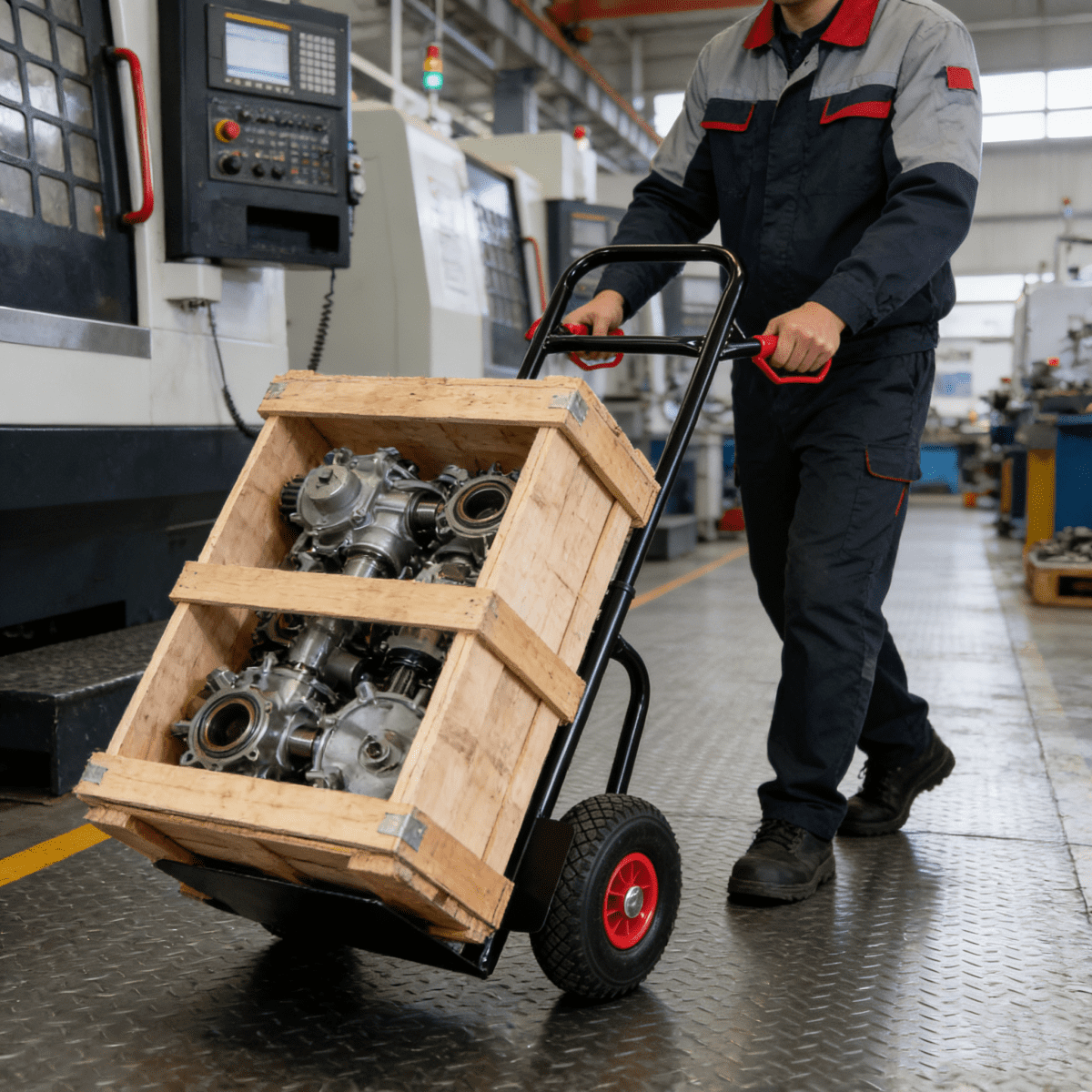 Heavy Duty Hand Truck with Double Handles – 330 lb Steel Trolley, 10" Rubber Wheels for Moving