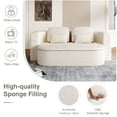 thumbnail image 3 of 75'' Convertible Folding Sofa Bed with Multi-Functional Blanket, Corduroy Upholstery, Beige, 3 of 9