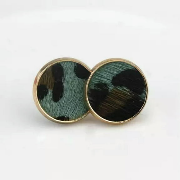 Tiny Chic Genuine Leather Dainty Soft Fur Leather Leopard Stud Earrings Jewelry