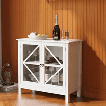 32" Accent Kitchen Sideboard Cabinet with 2 Doors, White