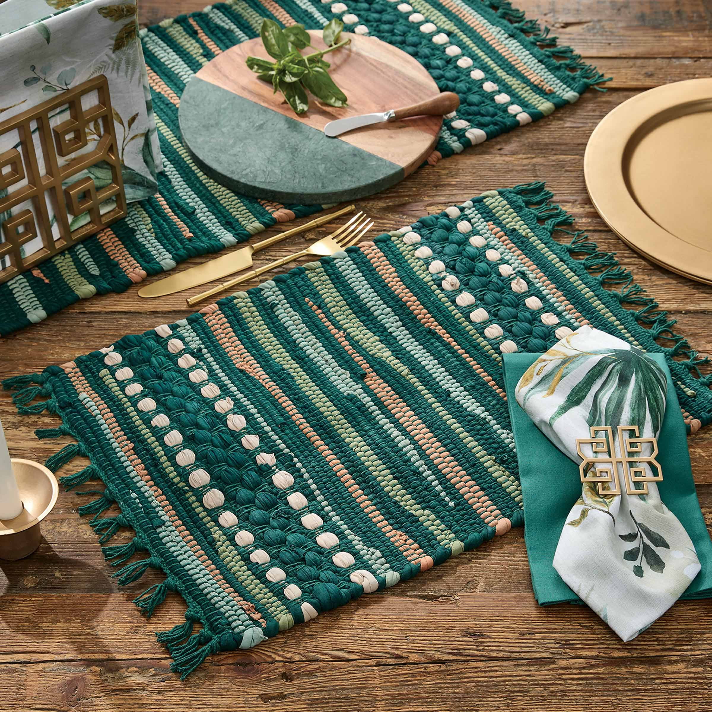 Park Designs Rainforest Chindi Green Table Runner 13" x 36"
