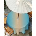 thumbnail image 3 of Dark Blue Khaki Ombre Outdoor Tablecloth with Umbrella Hole, Modern Abstract Art Gradient Spillproof Waterproof Outdoor Table Cover, Patio Tablecloths for Party/Garden/Picnic, Round 60 inch, 3 of 9