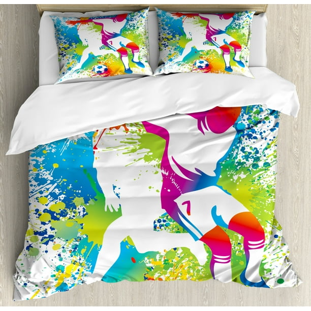 Youth Queen Size Duvet Cover Set Football Players With A Soccer Ball And Colorful Grunge Splashes Competition Sports Decorative 3 Piece Bedding 2 Pillow Shams Multicolor By Ambesonne Com - Soccer Bedding Queen Youth Queen Size Duvet Cover Set Football Players With A Soccer Ball And Colorful Grunge Splashes Competition Sports Decorative 3 Piece Bedding 2 Pillow Shams Multicolor By Ambesonne Com - Soccer Bedding Queen