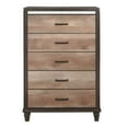 thumbnail image 2 of Benjara BM222562 Two Tone 5 Drawer Wooden Chest with Grain Details & Mirror Trim, Brown, 2 of 2