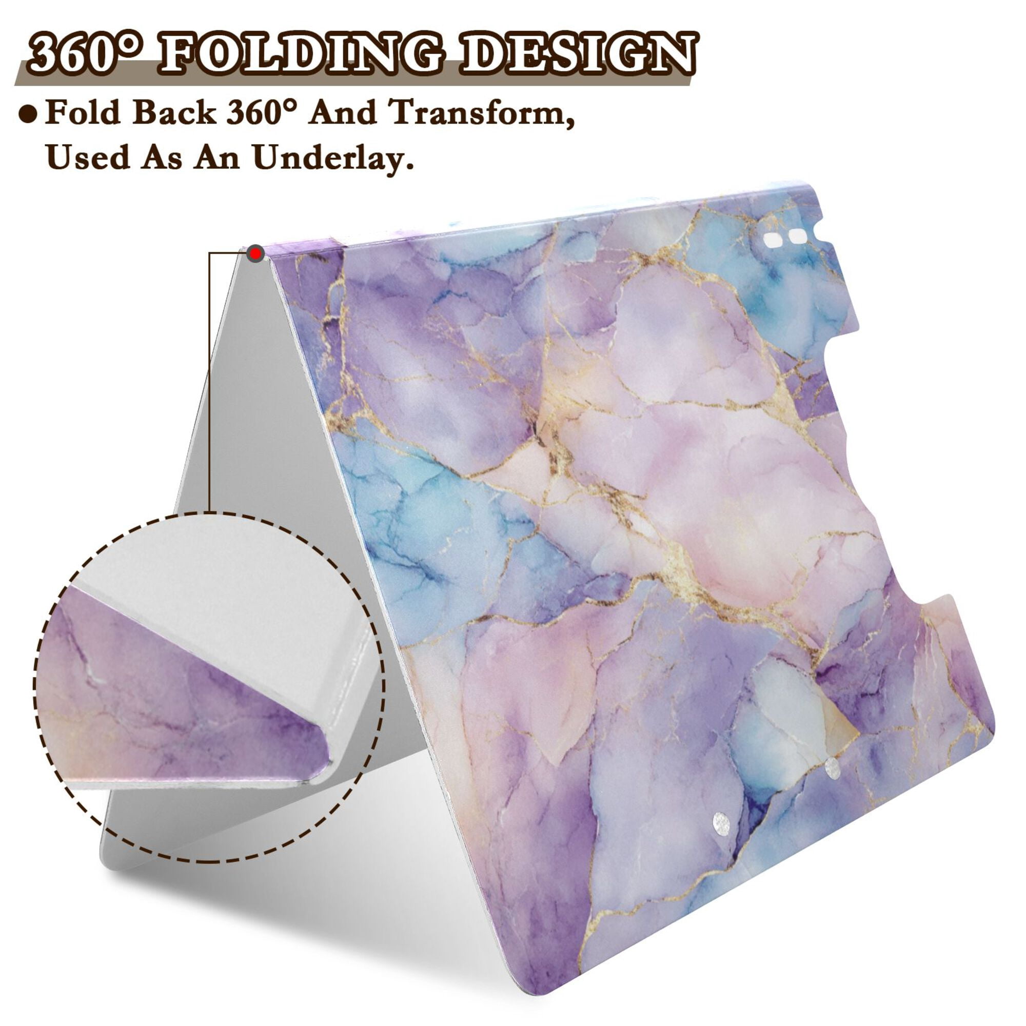 FORMRS A4 Clipboard Folder with Pen Holder Horizontal Foldable School Office Binder, Purple Marble Pattern