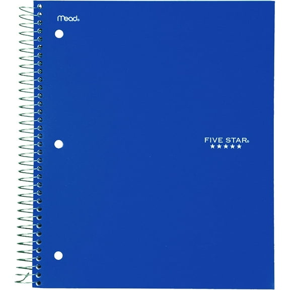 Blue Five Star 3-Subject Wirebound Notebook, 11" x 8 1/2", 150 Sheets College Ruled