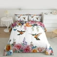 thumbnail image 2 of Castle Fairy Animal Hummingbird Butterfly Full Size Comforter Sets 3-Piece for Children Teens Adults,Floral Flowers Blossoms Bedding Comforter Set,Spring Garden Lightweight Bedding Sets, 2 of 8