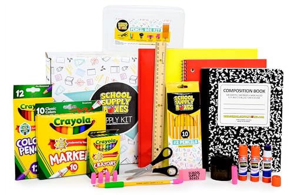 School Supply Boxes | Back to School Supply Box Grades K-5 | Case Pack (4 Boxes) | School Supply Kit Back to School Essentials