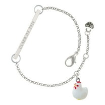 Delight Jewelry Resin White Chicken - Silvertone Class of 2026 Delicate Bar Bracelet, 8.5"