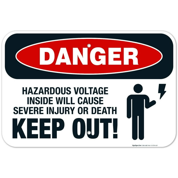 Keep Out Hazardous Voltage Inside Will Cause Severe Injury Or Death Sign, OSHA Sign, 12x18 Aluminum
