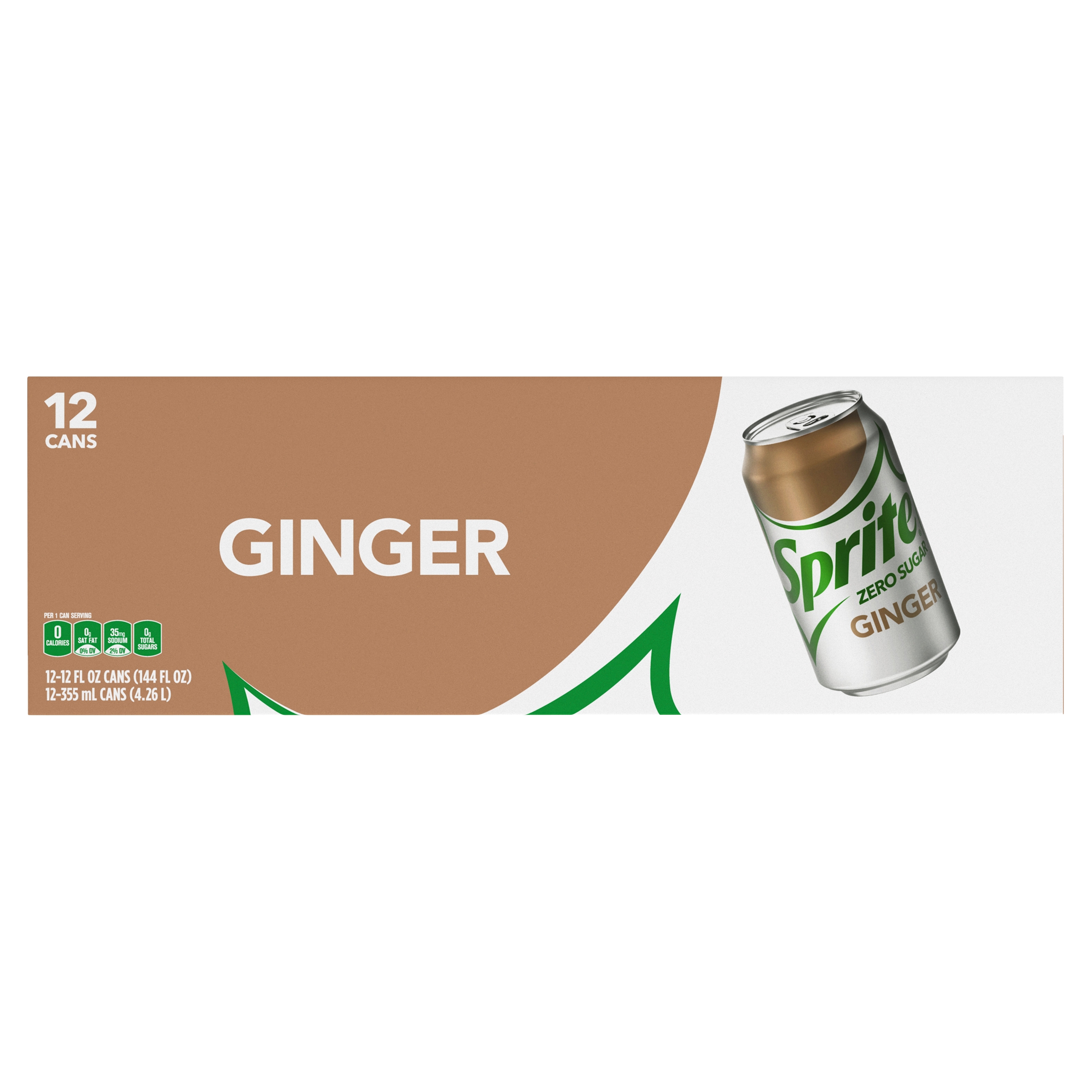 Sprite Ginger Zero Sugar Fridge Pack Cans, 12 fl oz, 12 Pack - image 3 of 8