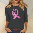 thumbnail image 2 of Alkepwun Breast Cancer Shirt for Women Love Heart Pink Ribbon Shirt Cancer Awareness T-Shirts Support Survival 3/4 Sleeve Tops, 2 of 5