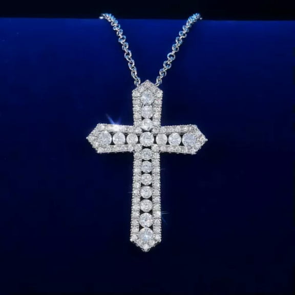 Luxury Cross 925 Silver Necklace Pendant Cubic Zircon Women/Men Party Jewelry