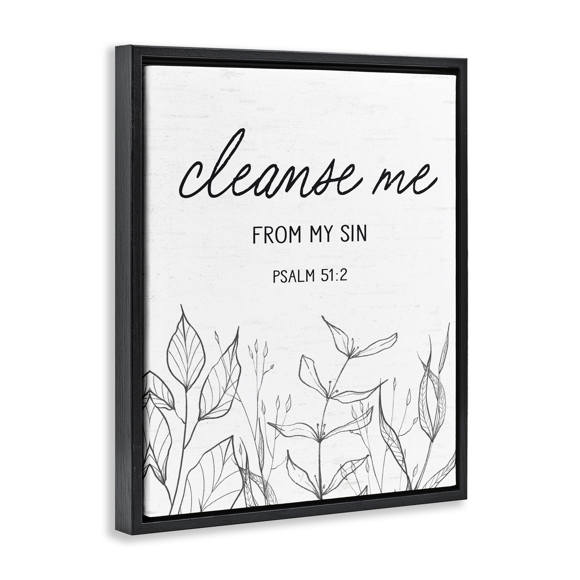 Cleanse Me From Sin Black Framed Floater Canvas Wall Art, design by Lettered and Lined
