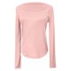 thumbnail image 4 of MHFRRA Camiseta Básica de Punto Acanalado para Mujer, Cuello Cuadrado, Manga Larga, Moda de Otoño, Informal, Elástica, Cómoda, para Niñas y Adolescentes Rosa, 4 of 4