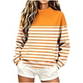 thumbnail image 2 of Yutgune Women's Striped Sweatshirt Long Sleeve Mock Neck Pullover Casual Relaxed Fit Top, 2 of 8