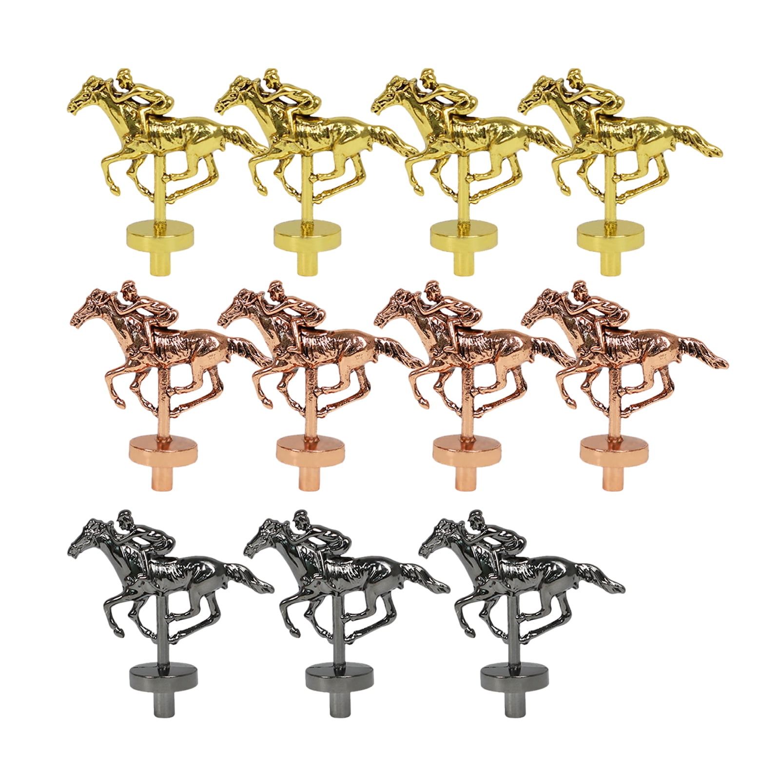 Metal Horse Figurines Classic Style Collection Pure Metal, Gold 4, Rose Gold 4, Silver 3, 11 Pieces