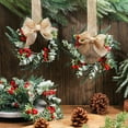 thumbnail image 3 of Guvpev 12PCS Mini Wreaths for Kitchen Cabinet 12 Inch Small Christmas Wreath with Burlap Ribbon Red Berry and Eucalyptus Leaves for Xmas Window Front Door Fireplace Chair Farmhouse Hanging Decor, 3 of 6