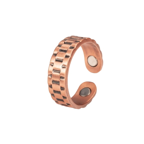 Metaljc Magnetic Pure Copper Cuff Ring for Women, 3500 Gauss Magnet, Adjustable Fashion Jewelry Gift